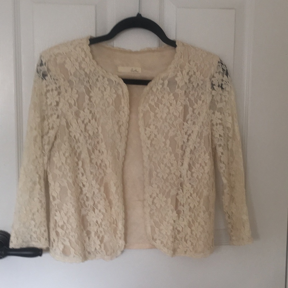 Cream Lace Cropped Bolero Jacket
